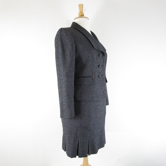 Tahari Womens Plus Size Petite Gray Tweed Skirt Suit 14P Formal Business Career - Picture 6 of 9